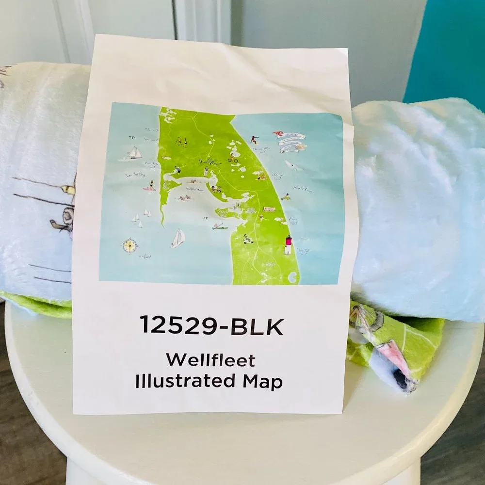 NEW without TAGS PLUSH illustrated Map of Wellfleet fleece blankets